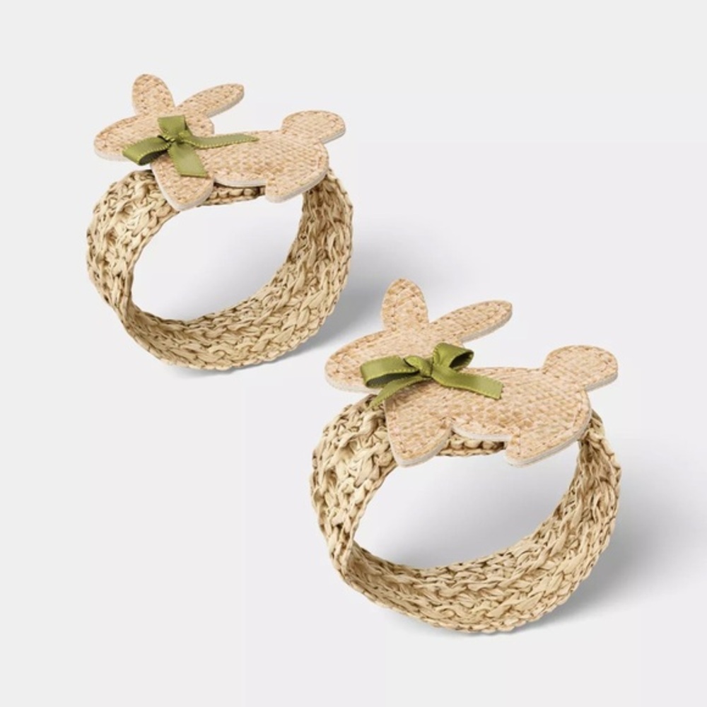 Easter nwt 2pk Woven Bunny Napkin Rings - Threshold rabbit